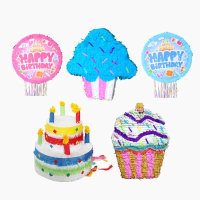 China Wholesale Happy Birthday Rainbow Birthday Occasion Gift Cake Round Pinata Customized Size for sale