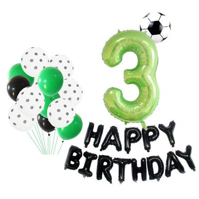 China Beauty Decorations 29pcs Soccer Football Foil Balloons Green 32inch Number Balls Baby Boy Birthday Party Decorations for sale