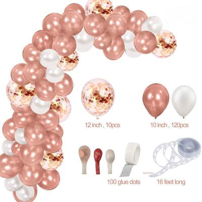 China Beauty Decorations Rose Gold Latex Balloon Arch Birthday Latex Balloon Set Kit for sale