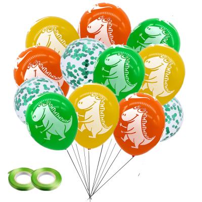 China Latex dinosaur latex balloon printing nc fashion balloon bouquet set for boy birthday decoration for sale