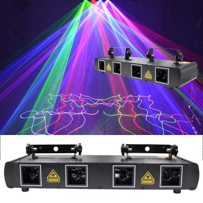 China Other Party DJ LED Lights 4 Lens DMX 1W Laser Stage Club Light RGB Beam Projector Disco Laser Cube Sharpy Light Effects For Night Bar for sale