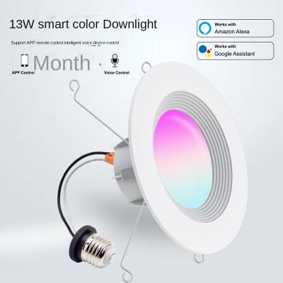 China Modern New Product WiFi Smart RGB Downlight 6 Inch Dimming Color Mobile Phone APP Control Home Bar Dance Room for sale