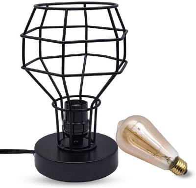 China Sconce Loft Lighting Industrial American Black Mount Cage Vintage Lamp Iron Cage Table Lamp Modern Indoor Indoor Lighting Lamp for sale