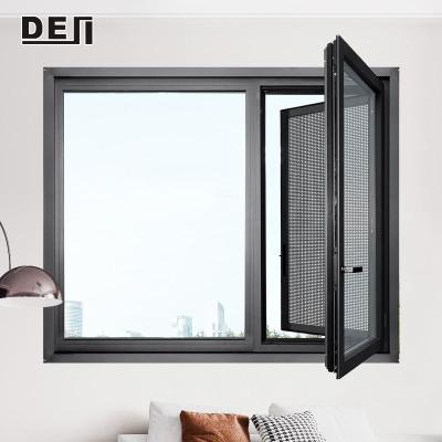 China Affordable high end hurricane impact lowe tempered sheen aluminum casement window design for sale for sale