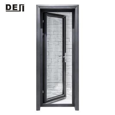 China DEJI Residential House Reinforced Aluminum Modern Prefab Exterior Casement Door With Magnetic Blinds for sale