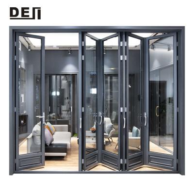 China Custom Tempered Glass Cabinet Sound Insulation Heat Insulation Aluminum Tempered Bifold Doors for sale