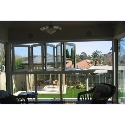 China Backyard Folding Aluminum Accordion Sliding Folding Glass Windows Doors for sale