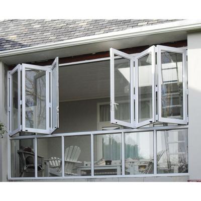 China BiFolding Windows Folding Soundproof Horizontal Aluminum Glass Window for sale