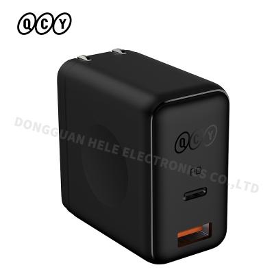 China UniversalÂ   NEW Hot Selling 65W GaN Type-C AU QCY 2021 Universal EU R-U USA Charging Wall Charger Palladium Fast Charger 2 Ports Wall Charger for sale