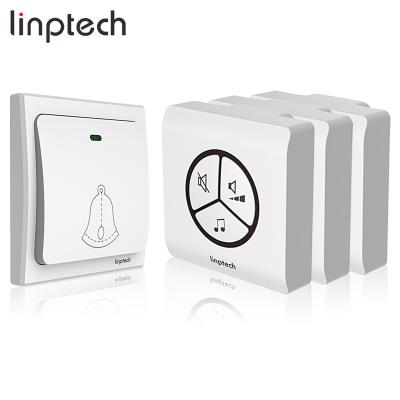 China Modern New Arrival Modern Hotel Bell Doorbell Bird-Sound Linptech G1 Kinetic Doorbell UK Plug with 1 Transmitter and 3 Receivers for sale