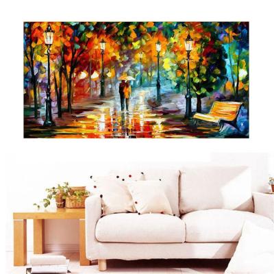 China Religious Figure New Diamond Painting Living Room Walking in the Rain European Cross Stitch Wall Decor Landscape Painting for sale