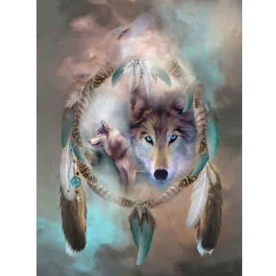 China New 5D DIY Diamond Painting Wolf Animal Painting Religious Figure Cross Stitch Wall Decor Painting for sale