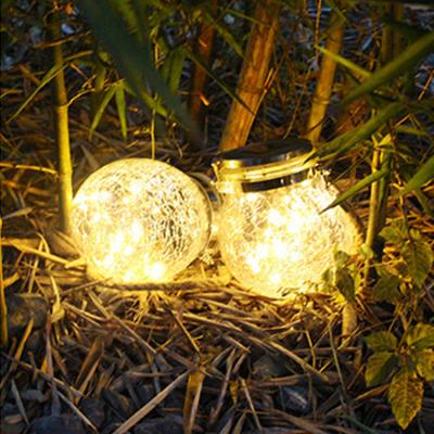 China Garden Solar Cracked Glass Wishing Light Mason Jar Outdoor Waterproof Night Light Landscape Garden Light for sale