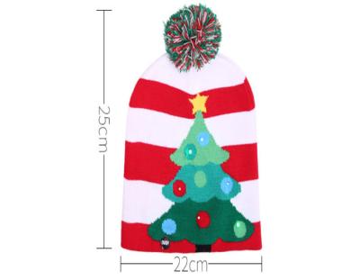 China Haobei Cute Christmas Decoration Knitted LED Light Christmas Tree Snowman Child Hat Adult Foreign Trade Hot Sale for sale