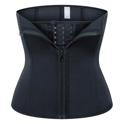 China Hot Selling Custom Made Logo Neoprene Shaper Women Corset Viable Sweat Waist Trainer With Zipper for sale