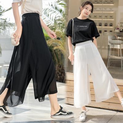 China OEM/ODM Summer High Waist Wide Leg Women High Waist Chiffon Pants Girls Casual Pants QUICK DRY Pants Girls Pants for sale