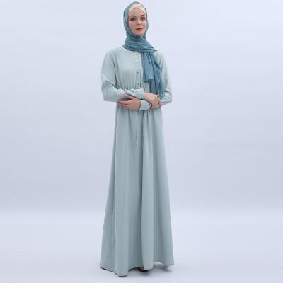 China Anti-wrinkle Muslim Abaya Dresses Mint Muslim Dress Plus Size Green Simple Long Sleeve Dress for sale