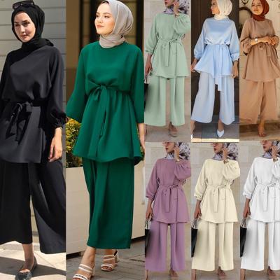 China Wide-legged dress Middle East Dubai Malaysian muslim dress muslim dress S/M/L/XL/2xl/3xl 2 piece suit for sale