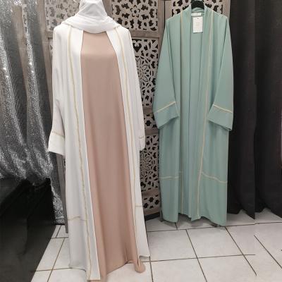 China Muslim Dubai Anti-Wrinkle High-Waist Flared Splicing Female Dress Abaya Long Sleeve Cardigan Dress for sale