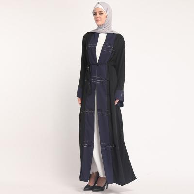 China Abaya Diamond Dubai Turkey Oman Cardigan Open Abaya Dress Muslim Hot Long Robe Solid Color Anti-Wrinkle for sale