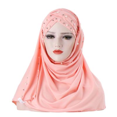 China New Plain Dyed Malaysian Material Breathable Folded Chiffon Female Head Scarf Monochrome Scarf for sale