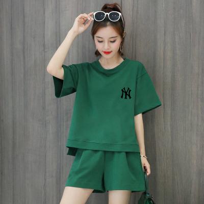 China QUICK-DRYING two-piece short-sleeved shorts, summer plus-size sports casual suit, 2021 new summer Central Institute of Statistics T-shirt for sale