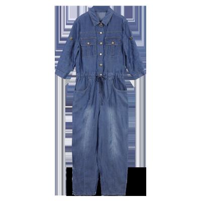 China 2021 Hot-sales QUICK DRY simple and fashionable overalls spring Wide-leg capable machining jeans with straps for sale