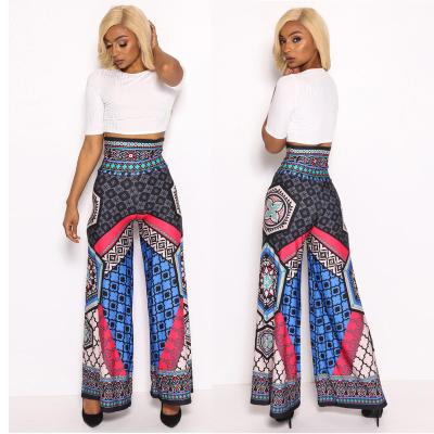 China Anti-wrinkle hot selling European and American women's hot style high waist printed ethnic Wide-leg pants for sale