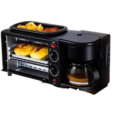 China RV Hot Sales 1050W 10 Liter 3 in 1 Multifunction Breakfast Maker Machine with Toast Oven Coffee Pot Frying for sale