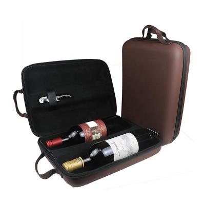 China 1680D+EVA+velet Waterproof Portable Travel Double Eva Protective Carrying Protective Packaging For Case Wine Bottle for sale