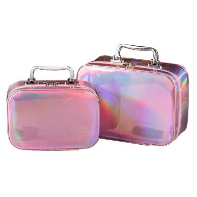 China Big Pink Fashion Travel Custom Frosted Luxury Clear Bag For Cosmetics Packaging for sale