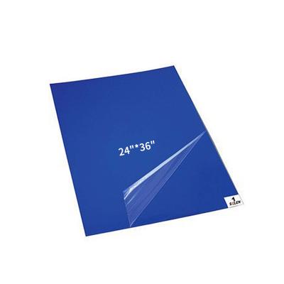 China Cleanroom 24x36inch 4.0C pe peelable film hospital clean room blue basketball cleaning floor sticky mats for lab for sale