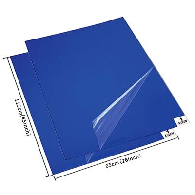 China Cleanroom wholesale 26*45inch 4.5C LDPE sheet pe adhesive film adhesive tacky mat decontaminating sticky mat for cleaning room for sale