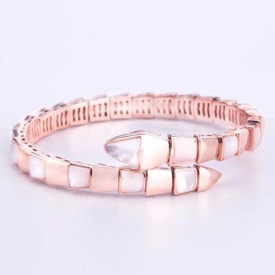 China Hot Selling Hiphop Hand Bangles Steel Gold Plated Good Polish Bead Snake Open Bangles For Women Silver Jewelry for sale