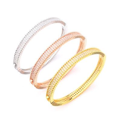 China TRENDY Classic Jewelry Silver Women Pave Cubic Zirconia Bracelets Gold Plated Rings Wedding Wrist Bracelets for sale