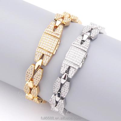 China Hiphop China 18k Gold Men Hand Chain Zirconia Charm Bracelet Jewelry for sale