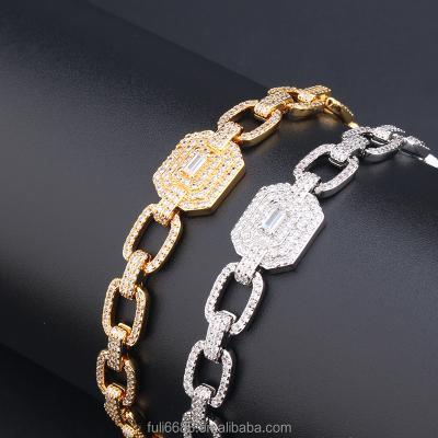 China Hiphop Wholesale 18k Gold Charm Diamond Bracelets Women In Silver Bangles for sale