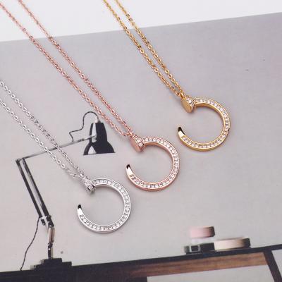 China Hiphop 2021 Ice Jewelry Shining Crystal Necklace Pendant Elegant Silver Gold Plated Chain Stud for sale