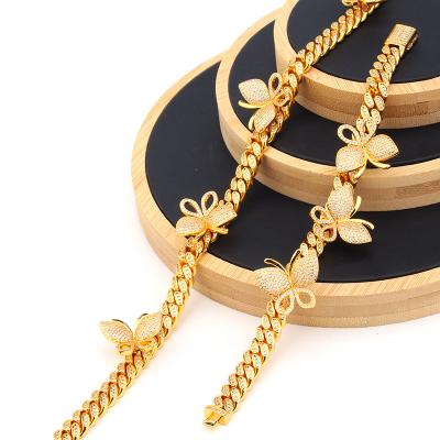 China Hiphop Fashion Charm Woman Stainless Butterfly 18k Gold Plated Stainless Bracelet 2021 for sale