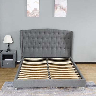 China Customized Five Star Hotel Bed Base And Black King Size Bed Base Slat Wood Frame Household Canvas Cover Set for sale