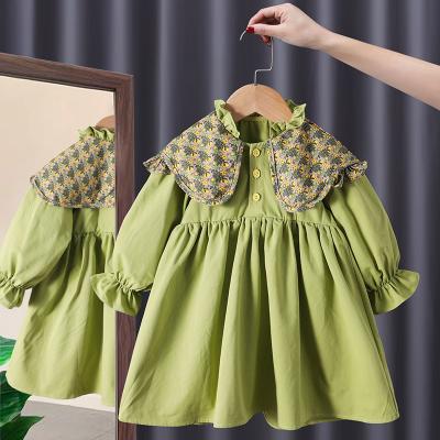 China Plus Size 2022 New Style Baby Lovely Wear Autumn Winter Toddler Clothing Solid Color Long Sleeve Puff Knitted Sweater Girls Dress for sale