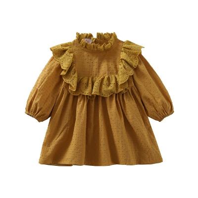 China Peach Plus Size Boutique Clothing Beading Collar Toddler Dresses Design Chiffon Summer Party Girls Twirl Dress With Ruffled Sleeve for sale