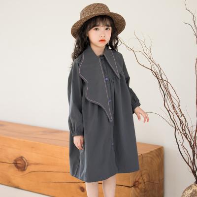 China Autumn Dress Ruffles Long Sleeve Cotton Crepe Chiffon Party Casual Dress Solid Clothes For Baby Toddler Plus Size 1-6Y Kids for sale