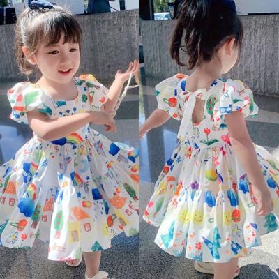 China Girls Plus Size Summer Toddler Dresses Kids Clothing Cute Sleeveless Print Flower Girl Dress Kids Birthday Dresses For Girls for sale