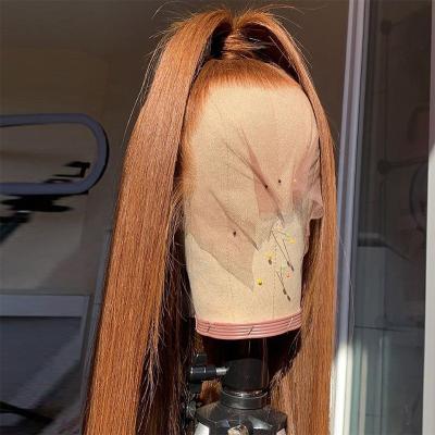 China Silky Straight Wave Ginger Frontal Wig Chocolate Brown, 100% Transparent Straight Human Hair Lace Wig For Women, Brazilian Hd Lace Frontal Wig Vendors for sale