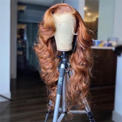 China Seller of Preplucked Ginger Brown Lace Front Body Wave Wig,100% Human Hair,Brazilian Raw Transparent Body Wave Lace Frontal Wigs For Sale for sale