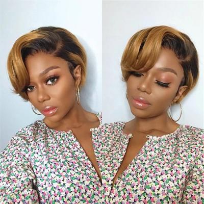 China Pixie Cut Hot Beauty Short Cut Wigs Hair Lace Up Wholesale Pixie Cut Human Hair Wig Front Virgin Human Lace Wig for sale