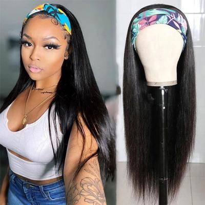 China Silky Straight Wave Glueless Natural Color Hair Band Wig Straight, Raw Brazilian Straight Wigs, Headband Machine Made Wigs For Black Women for sale