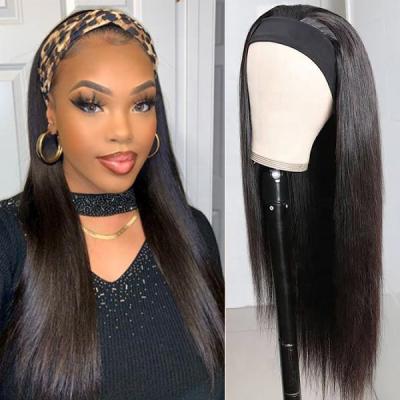 China Wholesale Cheap Silky Straight Wave Headband Wig, Cuticle Aligned Silky Straight Virgin Wigs Vendors, Machine Made Hair Wigs For Black Women for sale