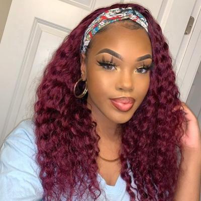 China Deep Wave Headband Virgin Hair Wig For Brazilian Hair Vendor Wholesale Wigs Headband Hair Color Women Virgin Hair Wig for sale